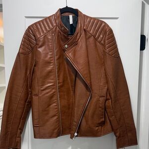 Zara Brown P U Leather Jacket